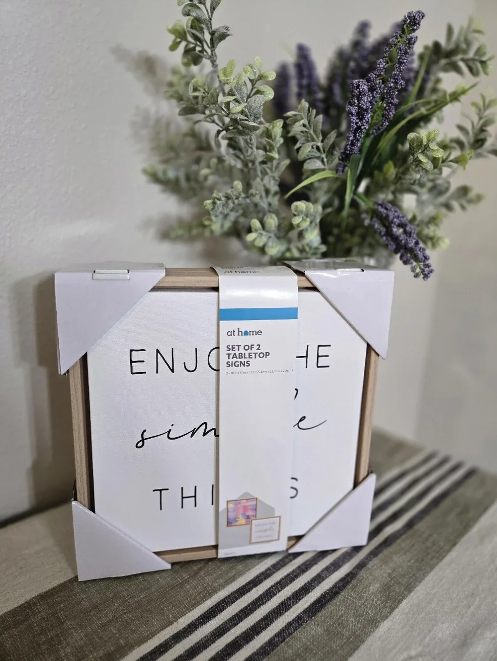At Home NWT White & Natural 'Enjoy the Simple Things' Signs - Set of 2
